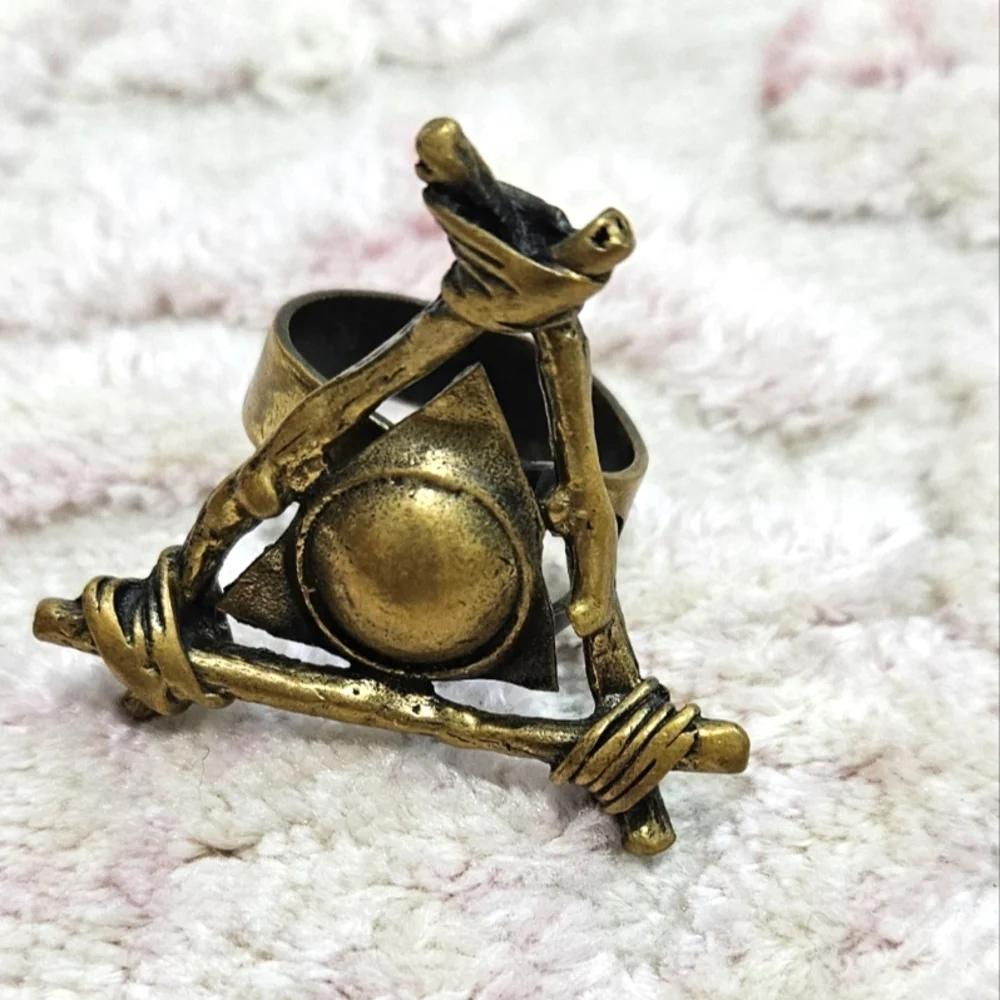 🌟New Handmade Genuine Brass Vintage Statement Ring- Yellow Gold Color Tone 🌟 - Picture 5 of 6